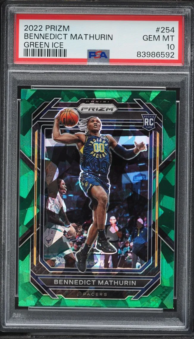 2022 #254 Bennedict Mathurin PSA 10 Panini Prizm Green Ice ROOKIE