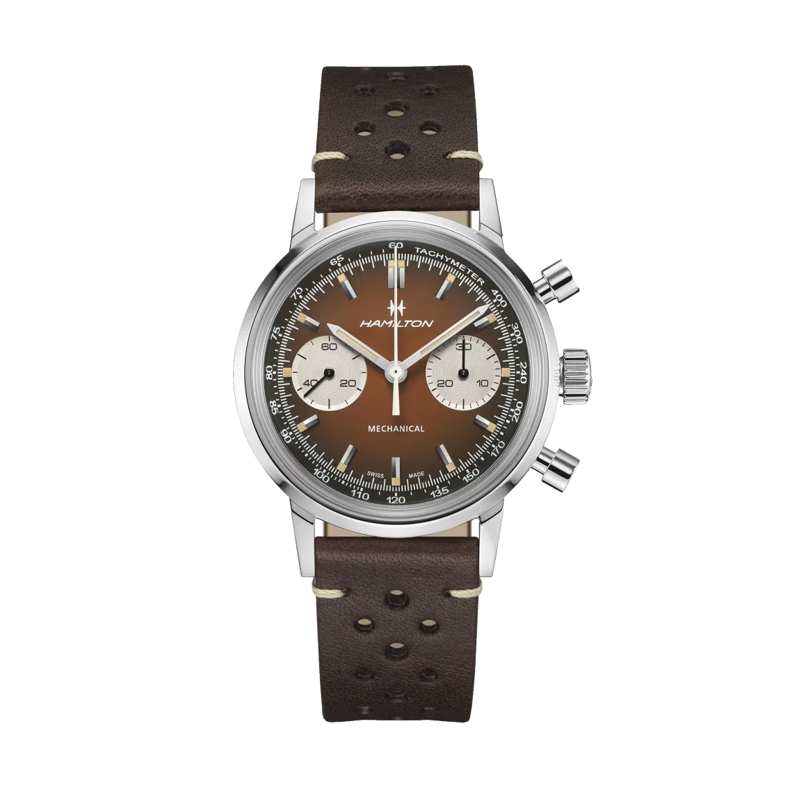 Hamilton American Classic Intra-Matic Chronograph H 40mm - Brown on Leather Strap w/ Extra Bracelet