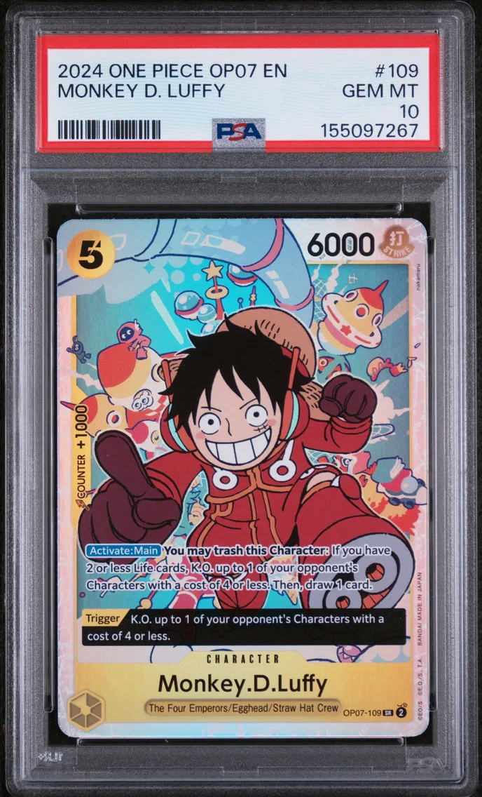2024 #109 Monkey D. Luffy PSA 10 One Piece OP07-500 Years in the Future