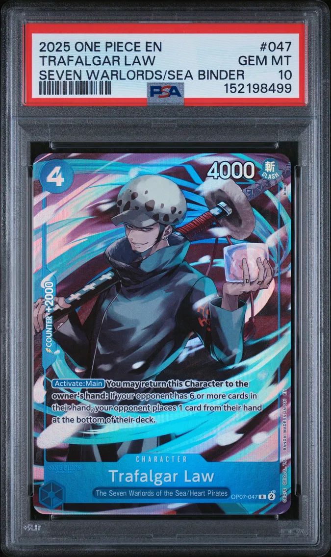 2025 #047 Trafalgar Law PSA 10 One Piece Seven Warlords of the Sea Binder Set