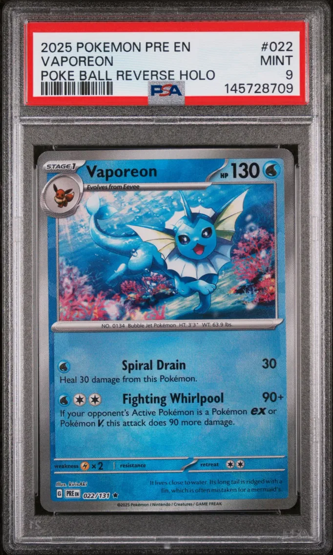 2025 #022 Vaporeon PSA 9 Pre EN-Prismatic Evolutions