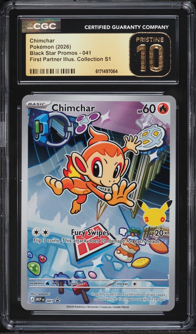 2026 Pokemon Mega Promo First Partner Illustration Full Art Chimchar #41 CGC 10 PRISTINE
