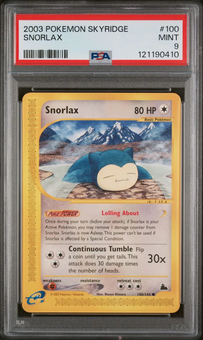 2003 #100 Snorlax PSA 9 Skyridge