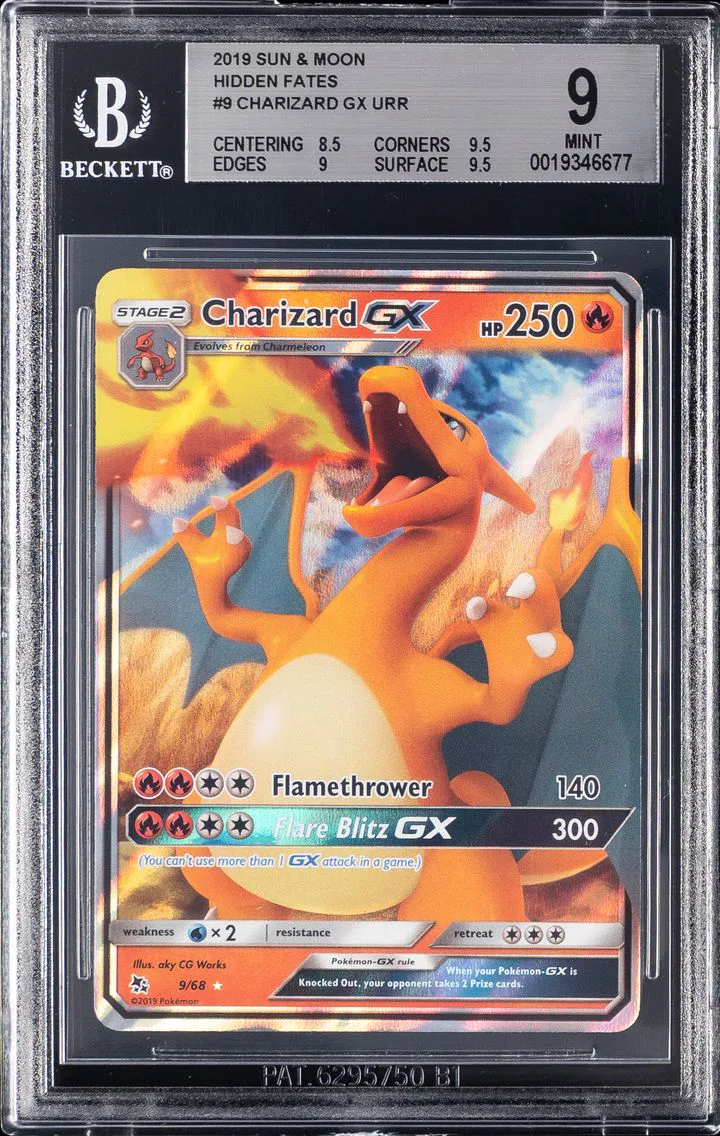 2019 #9 Charizard GX BGS 9 Sun & Moon Hidden Fates Pokemon