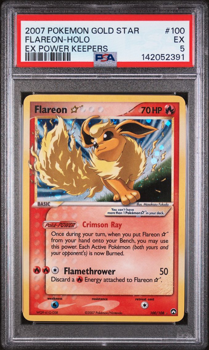 2007 #100 Flareon-Holo Gold Star PSA 5 EX Power Keepers