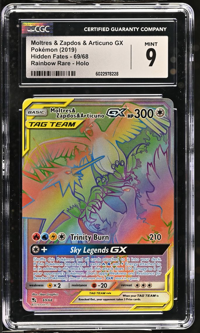 2019 #69 Moltres &amp; Zapdos &amp; Articuno GX CGC 9 Hidden Fates - English