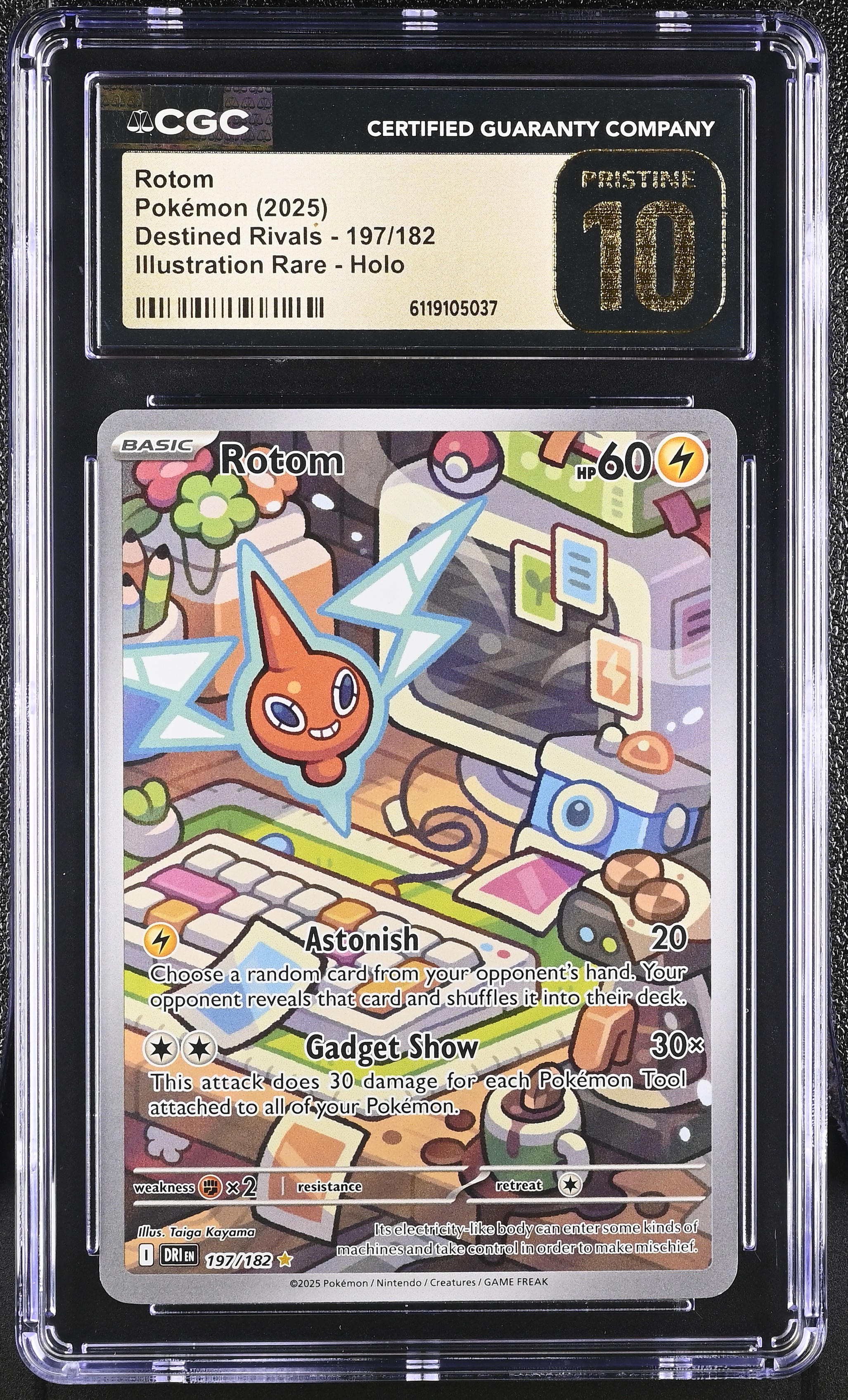 2025 #197 Rotom CGC 10 Pristine Destined Rivals - Dri En - English