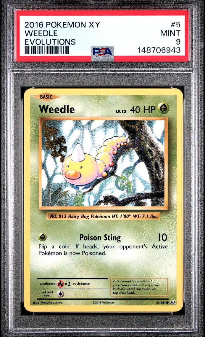 2016 #5 Weedle PSA 9 XY Evolutions