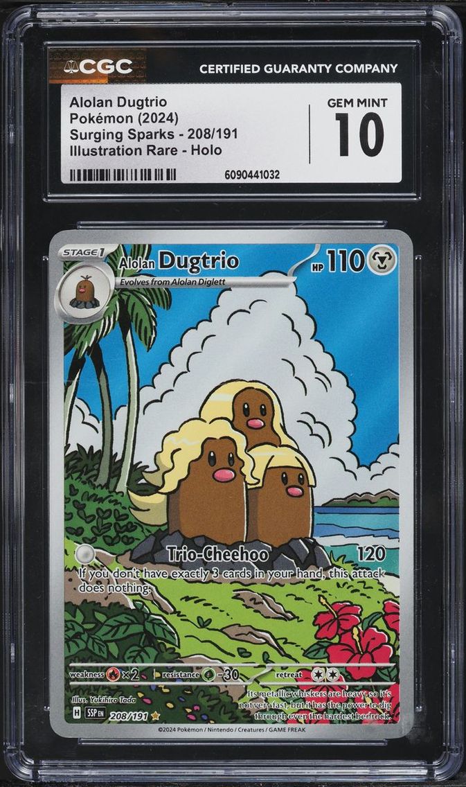 2024 Pokemon Scarlet & Violet Surging SIR Alolan Dugtrio #208 CGC 10 GEM MINT