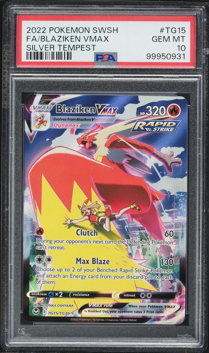 2022 #TG15 Full Art/Blaziken Vmax PSA 10 Sword & Shield Silver Tempest Pokemon