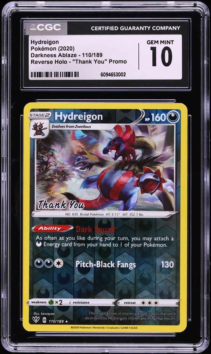 2020 #110 Hydreigon-Reverse Foil CGC 10 Sword & Shield Darkness Ablaze Pokemon