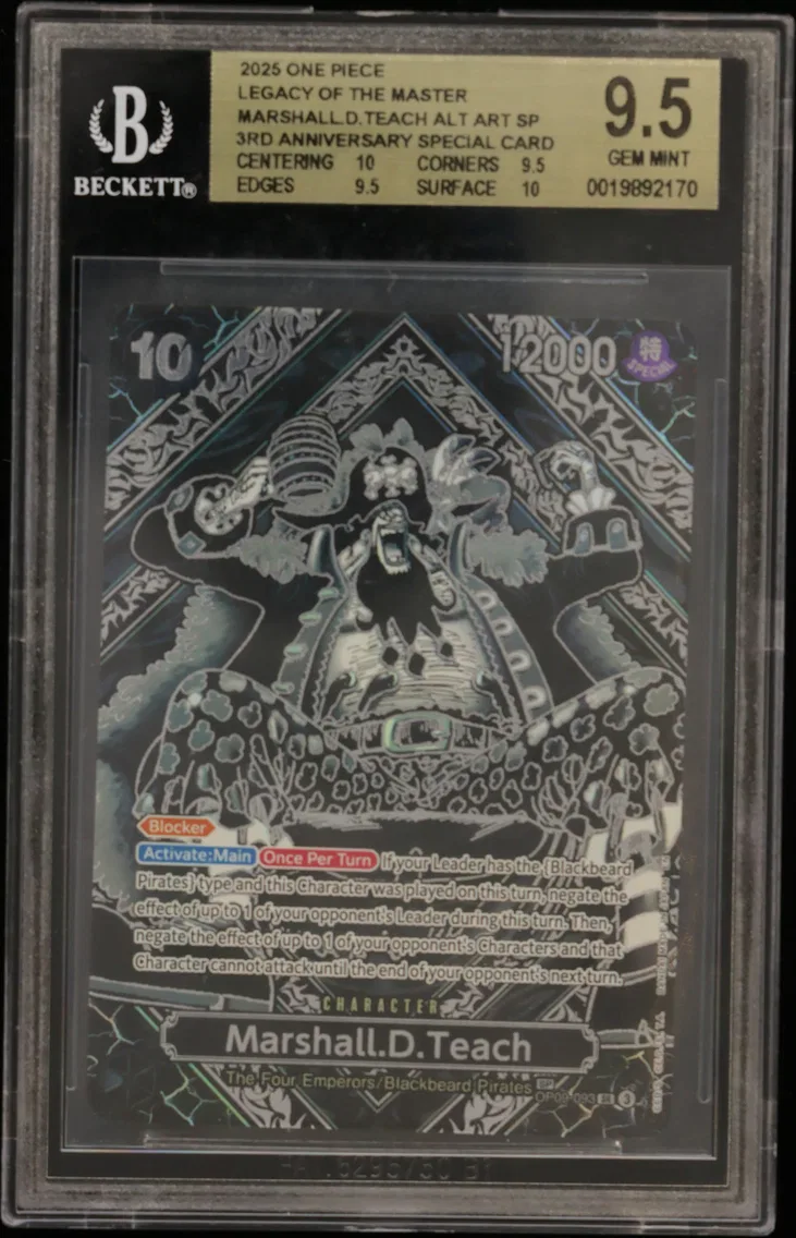 2025 #OP09093 Marshall.D.Teach SILVER SP/(3rd Anniversary Special Card) BGS 9.5 One Piece Card Game Legacy of the Master