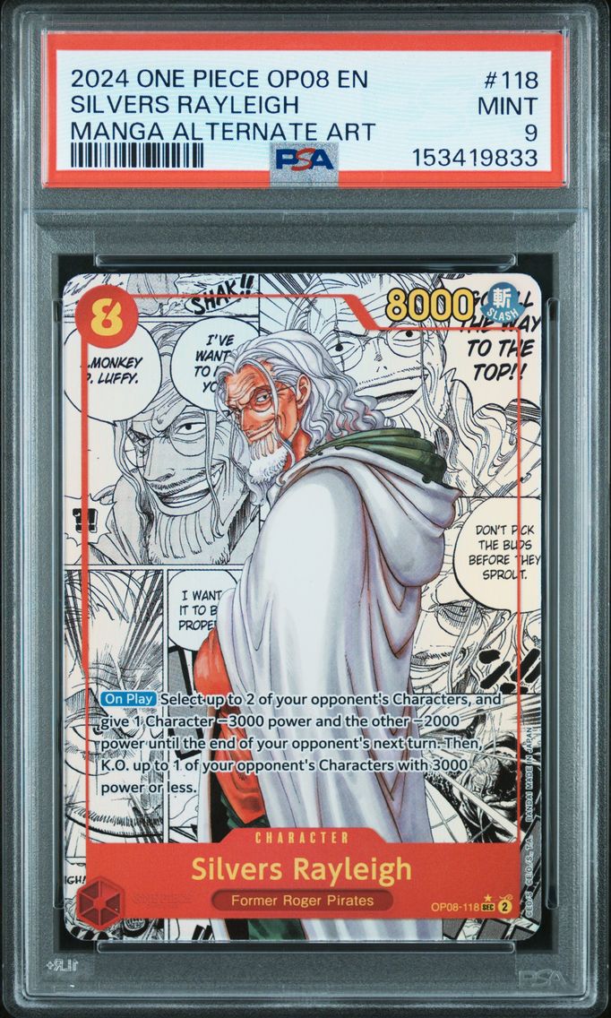 2024 #118 Silvers Rayleigh PSA 9 One Piece OP08-Two Legends