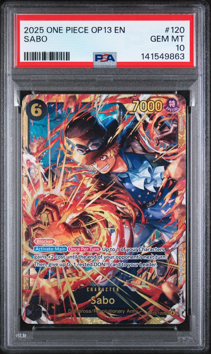 2025 #120 Sabo PSA 10 One Piece OP13-Carrying on His Will