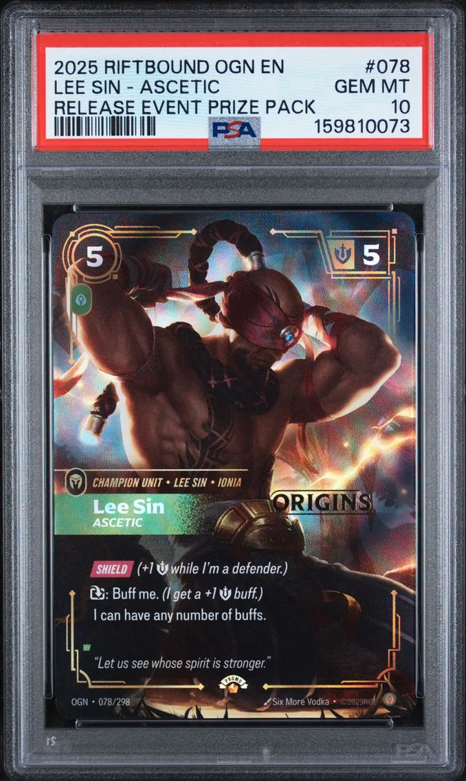 2025 #078 Lee Sin - Ascetic PSA 10 Riftbound: League of Legends Ogn-Origins