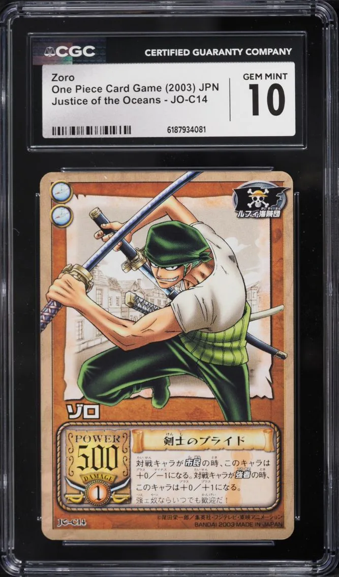 2003 #JO-C14 Zoro CGC 10 One Piece Japanese Card Game Justice Of The Oceans