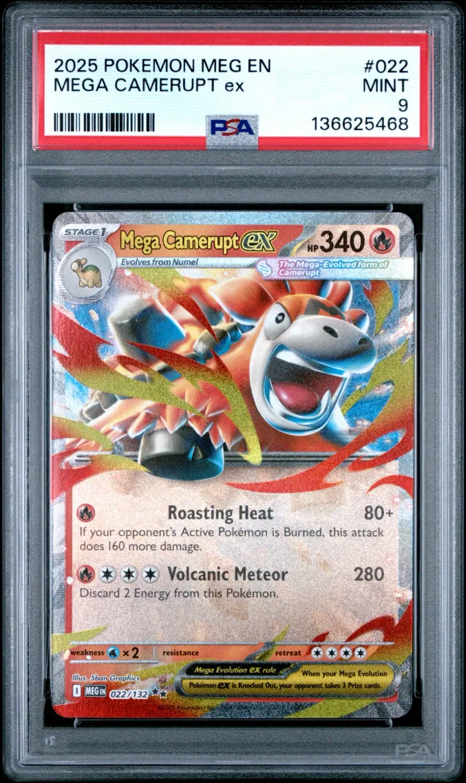 2025 Pokemon Meg EN-Mega Evolution Mega Camerupt EX Meg EN-Mega Evolution #022 PSA 9