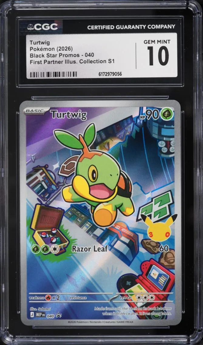 2026 #40 Turtwig CGC 10 Pokemon Mega Evolution Promo First Partner Illustration Full Art