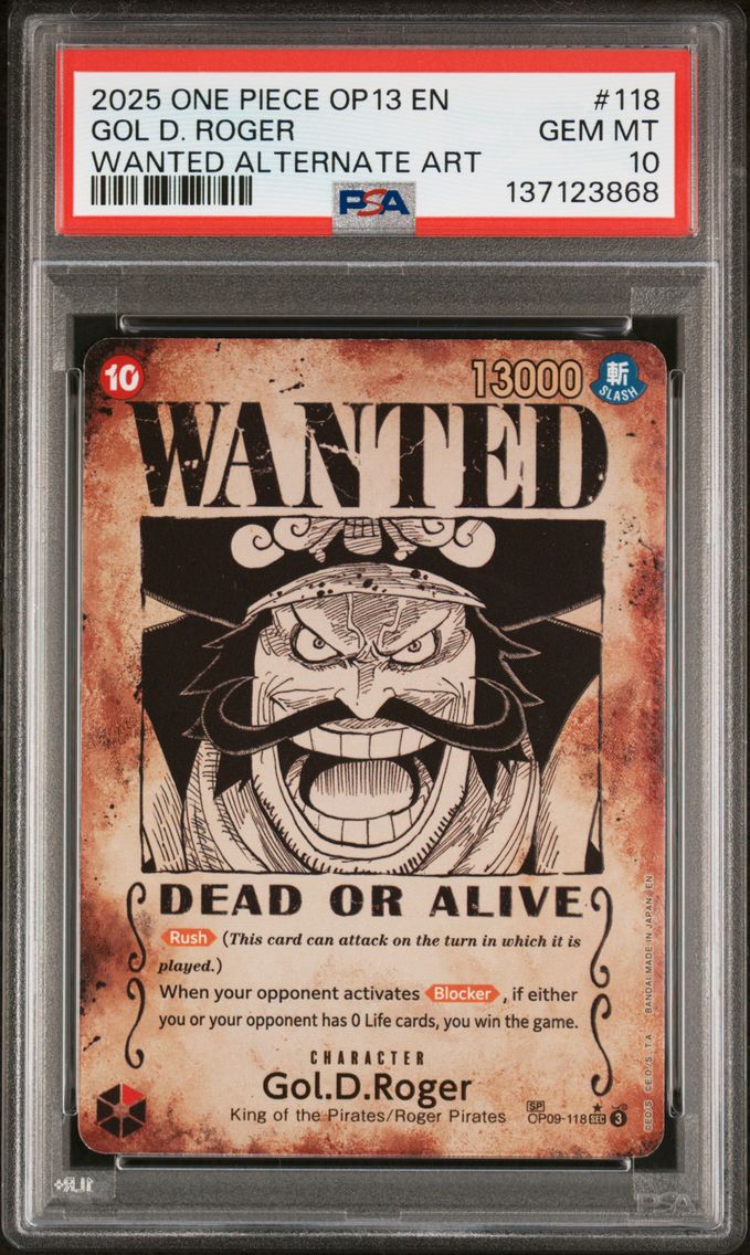 2025 #118 Gol D. Roger PSA 10 One Piece OP13-Carrying on His Will