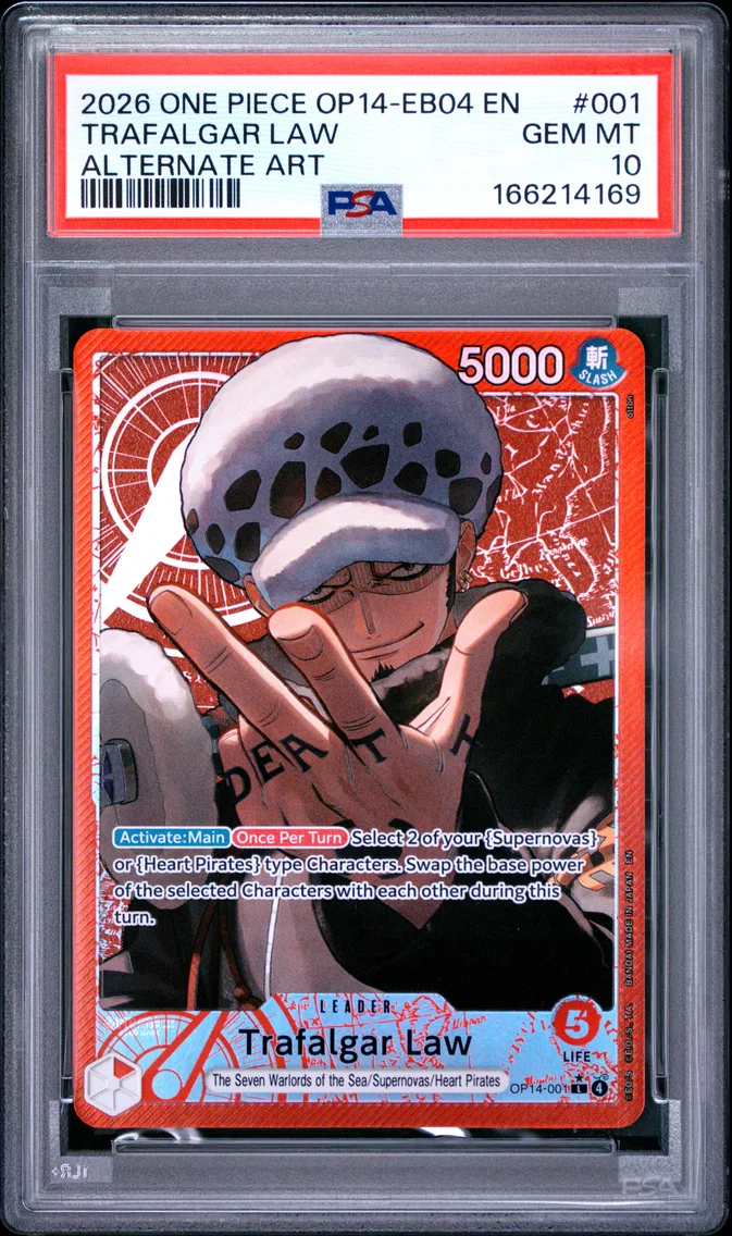 2026 #001 Trafalgar Law PSA 10 One Piece OP14-EB04-the Azure Sea's Seven