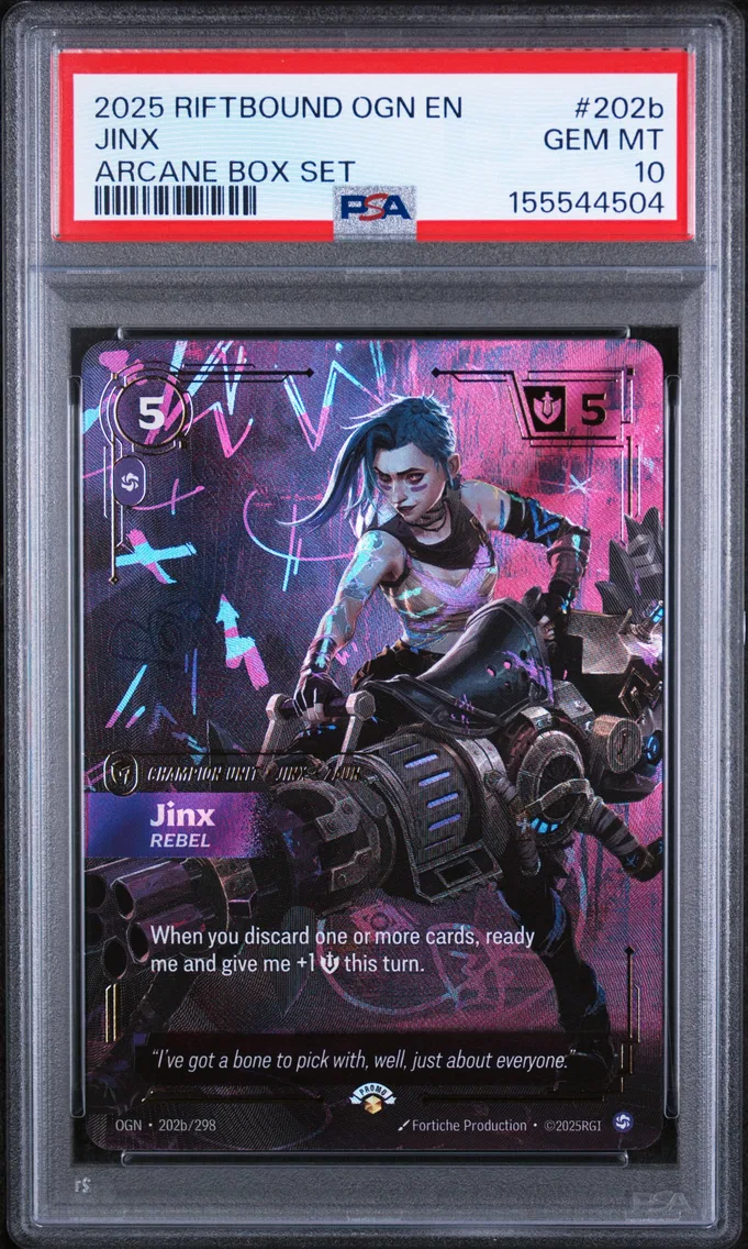 2025 #202b Jinx - Rebel PSA 10 Riftbound: League of Legends Ogn-Origins