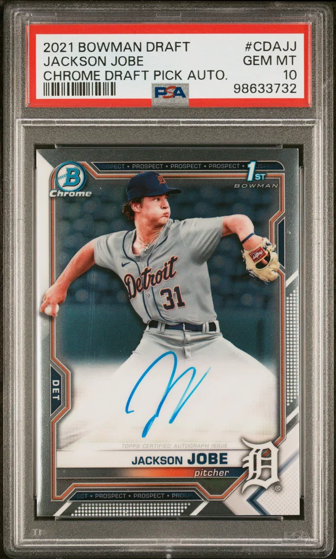 2021 #CDAJJ Jackson Jobe PSA 10 Bowman Draft Chrome Draft Pick Autographs