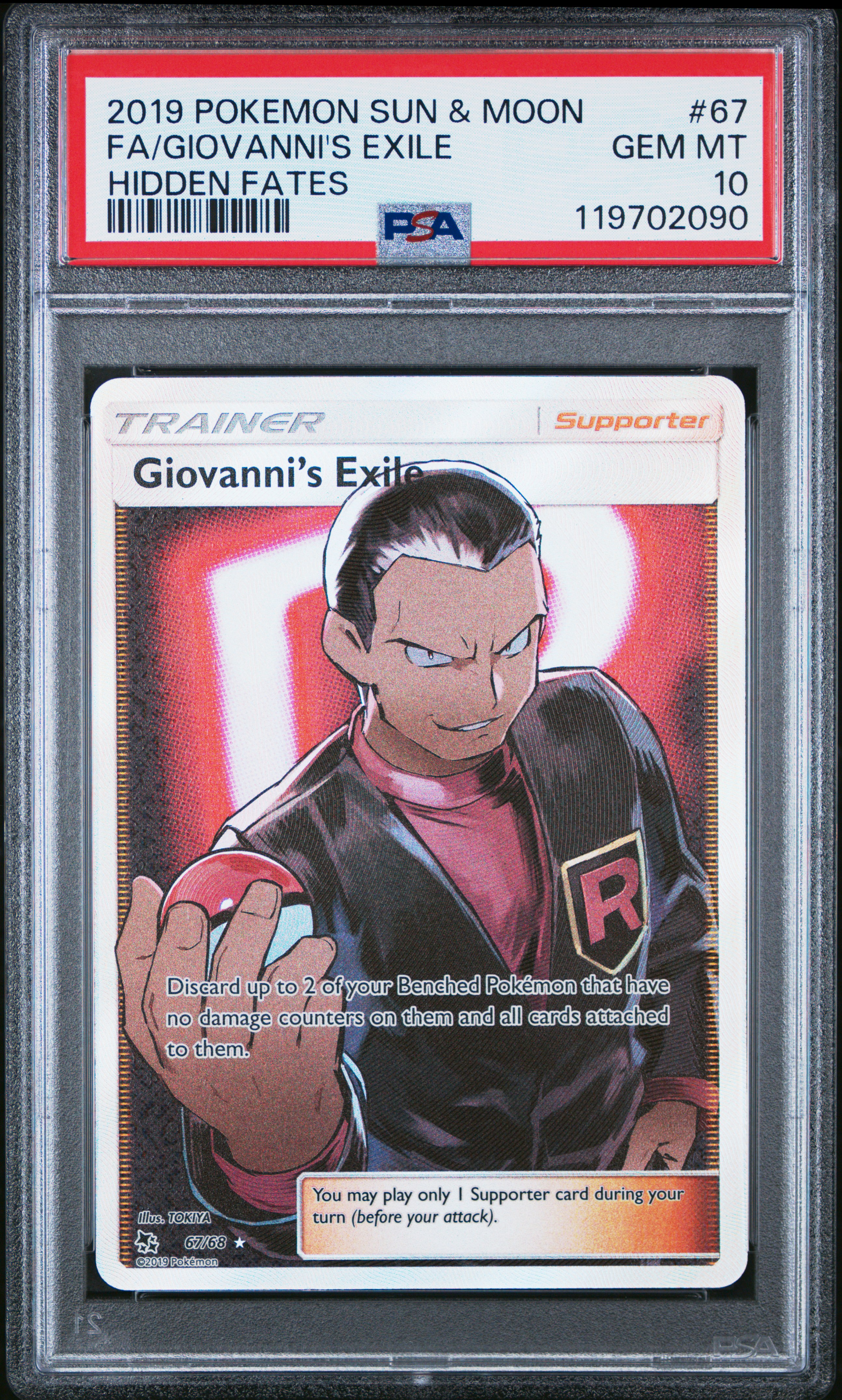 2019 #67 Full Art/Giovanni'S Exile PSA 10 Sun & Moon Hidden Fates