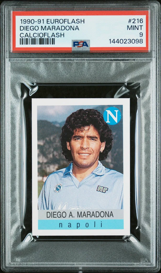 1990 #216 Diego Maradona PSA 9 Euroflash Calcioflash