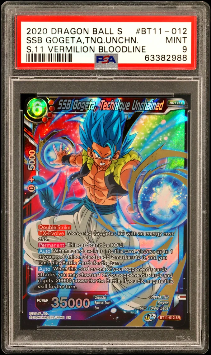 2020 #BT11-012 SSB Gogeta, Technique Unchained PSA 9 Dragon Ball Super Card Game Series 11 Vermilion Bloodline