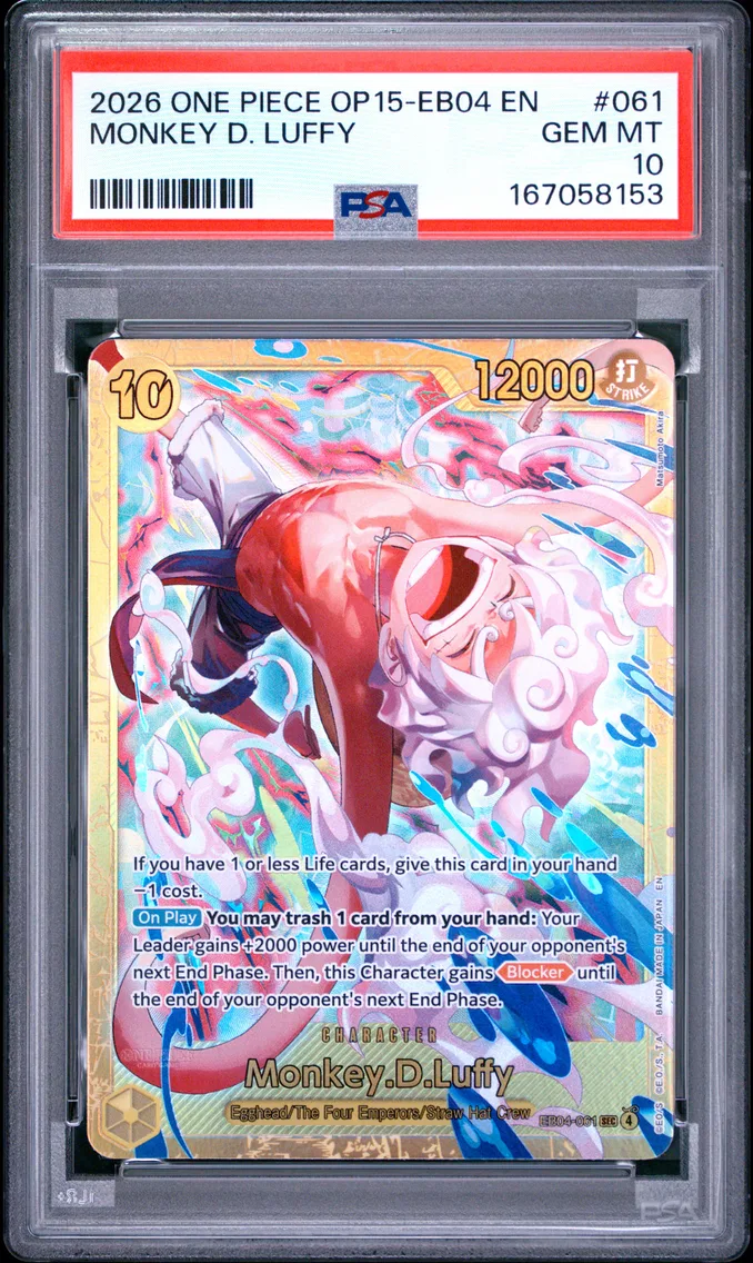 2026 #061 Monkey D. Luffy PSA 10 One Piece OP15-EB04-Adventure on Kami's Island