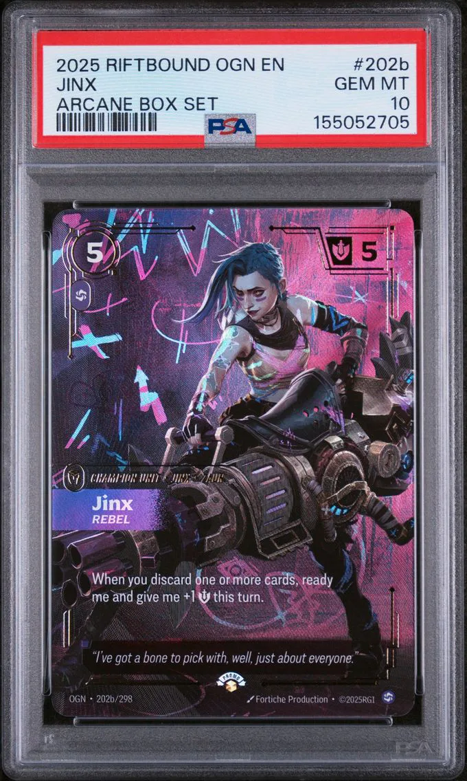 2025 #202b Jinx - Rebel PSA 10 Riftbound: League of Legends Ogn-Origins
