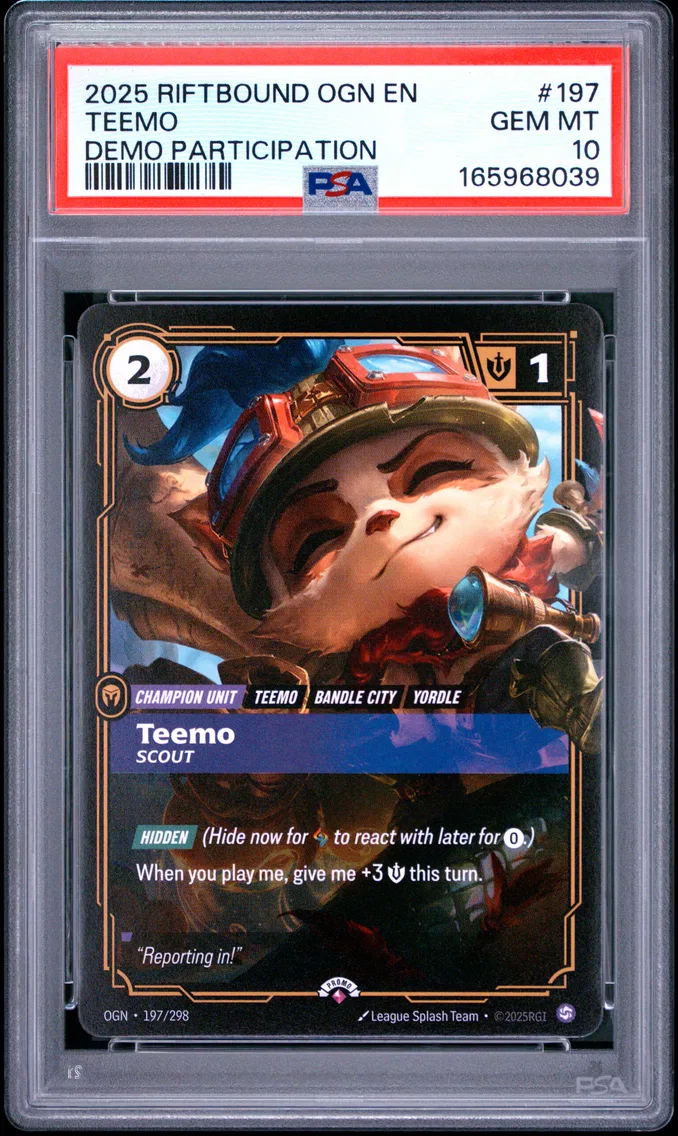 2025 #197 Teemo - Scout PSA 10 Riftbound: League of Legends Ogn-Origins