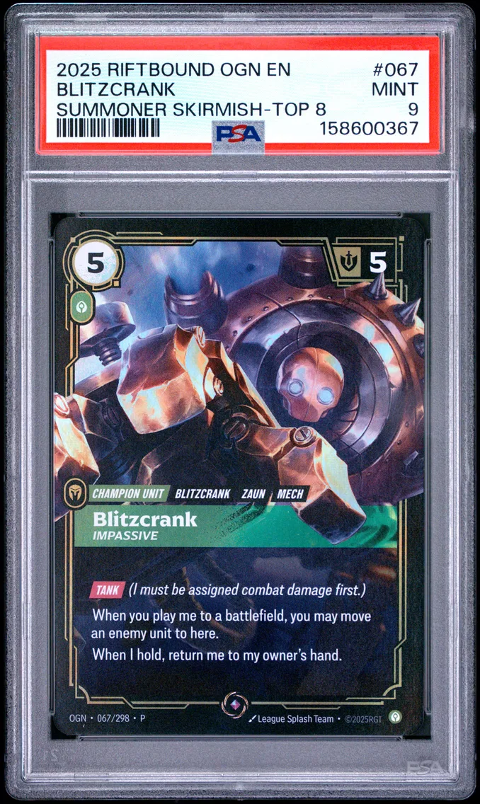 2025 #067 Blitzcrank - Impassive PSA 9 Riftbound: League of Legends Ogn-Origins