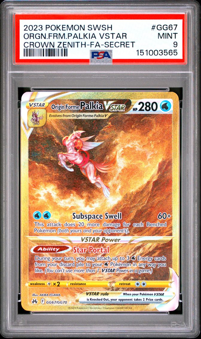 2023 #GG67 Full Art/Origin Forme Palkia Vstar PSA 9 Sword and Shield Crown Zenith