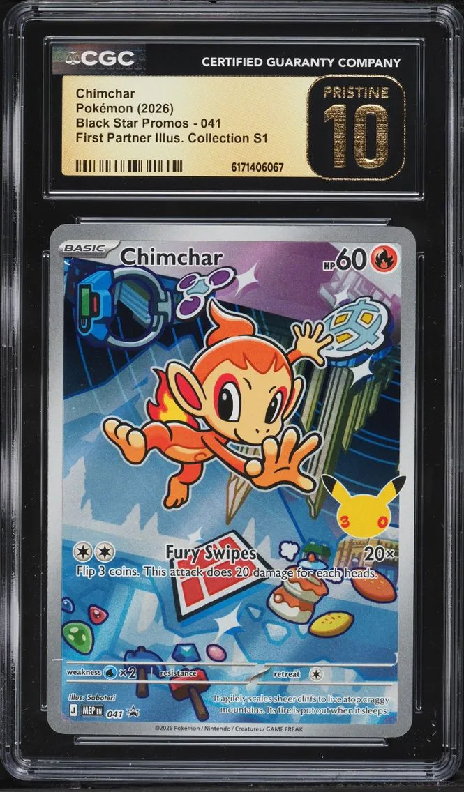 2026 Pokemon Mega Promo First Partner Illustration S1 Full Art Chimchar #41 CGC 10 PRISTINE