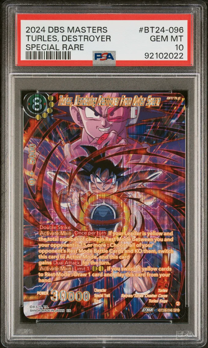 2024 #BT24-096 Turles, Wandering Destroyer From Outer Space PSA 10 Dragon Ball Super Card Game Masters Series 24 Beyond Generations