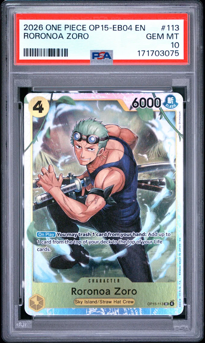 2026 #113 Roronoa Zoro PSA 10 One Piece OP15-EB04-Adventure on Kami's Island