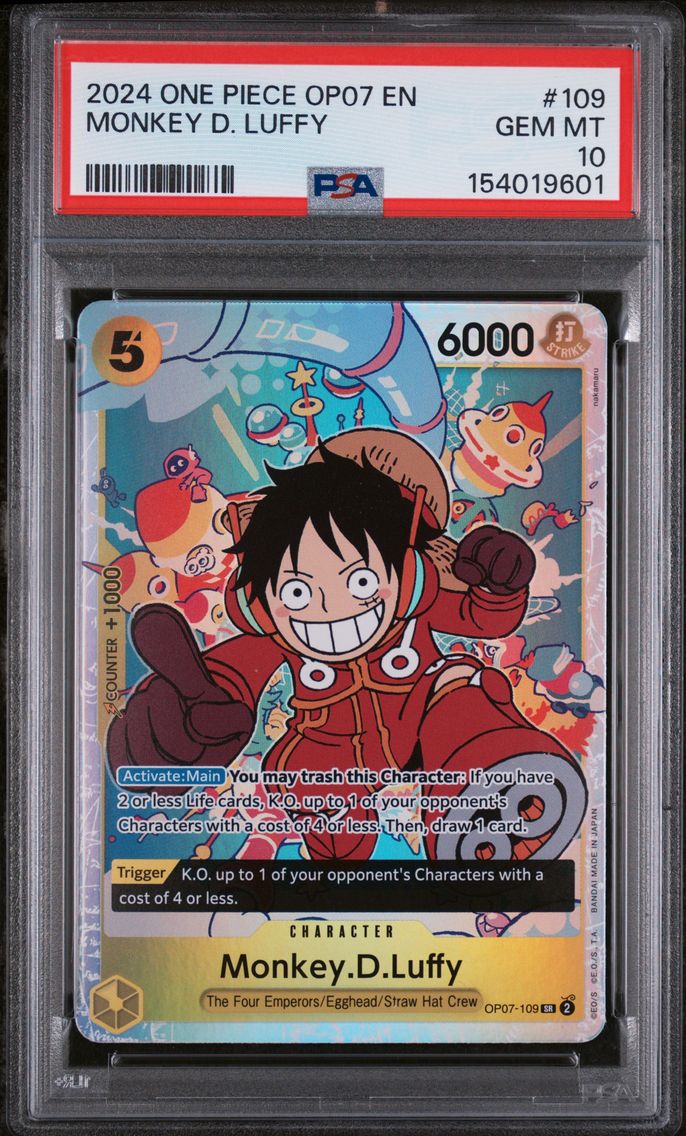 2024 #109 Monkey D. Luffy PSA 10 One Piece OP07-500 Years in the Future