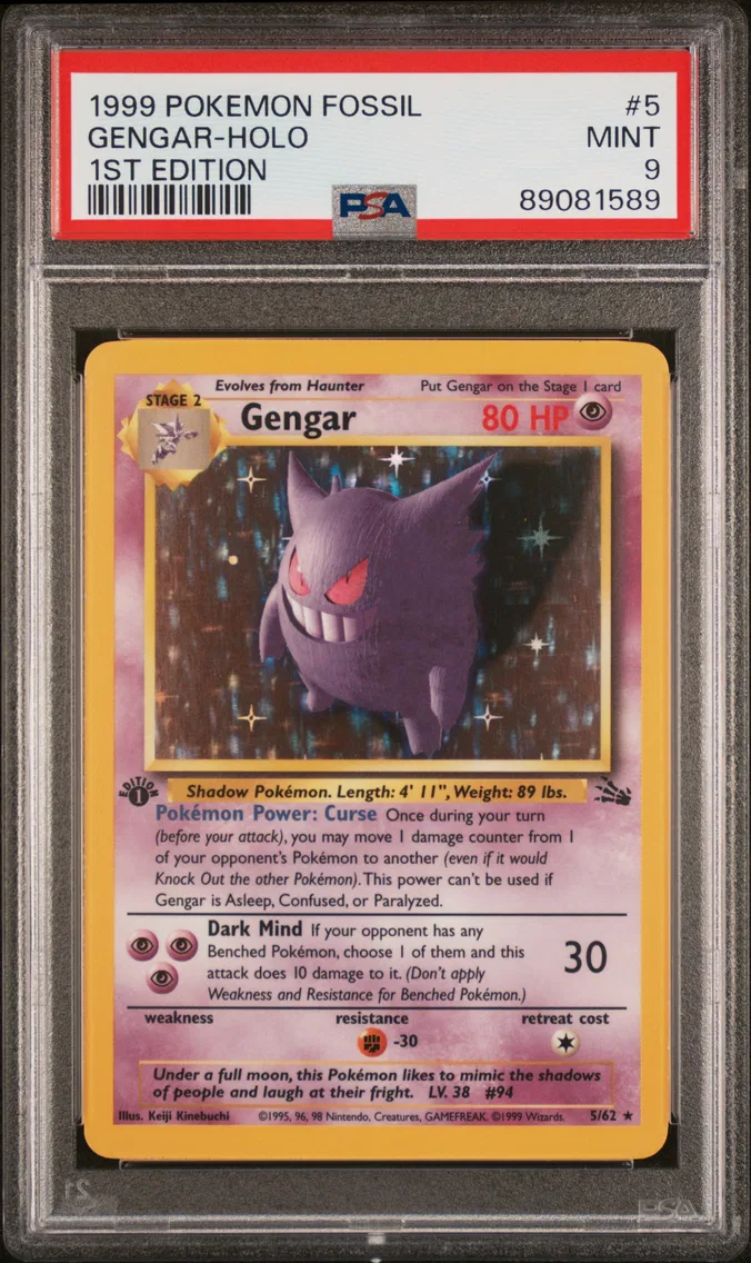 1999 #5 Gengar-Holo 1st Edition PSA 9 Fossil