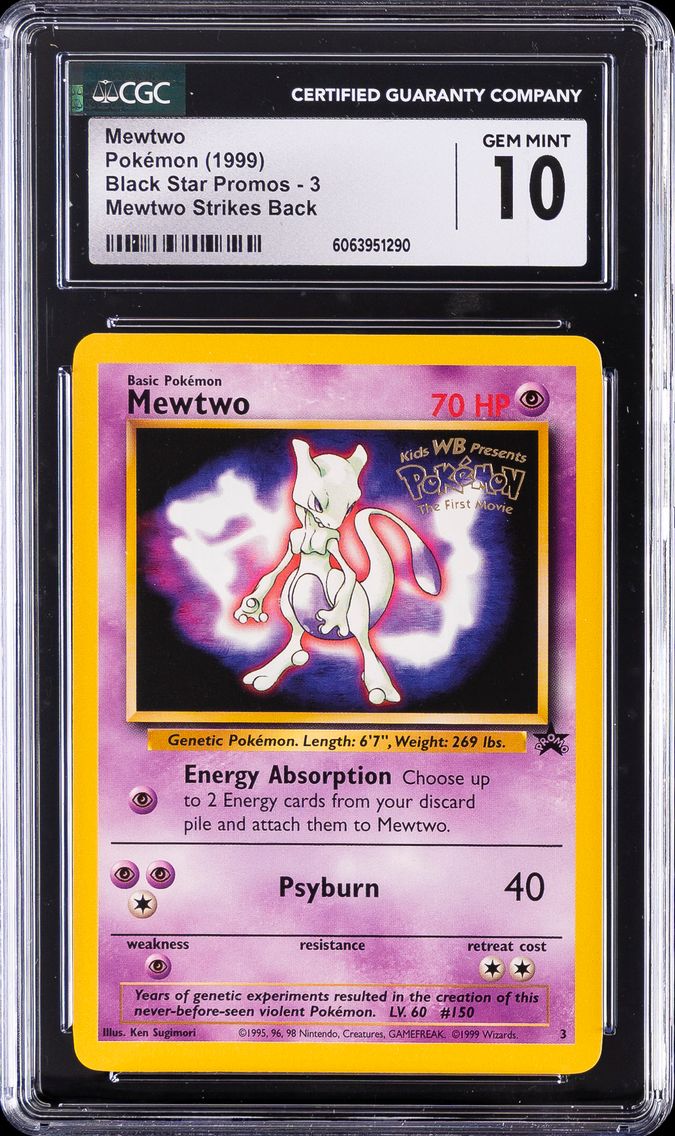 1999 #3 Mewtwo CGC 10 Game Movie Pokemon