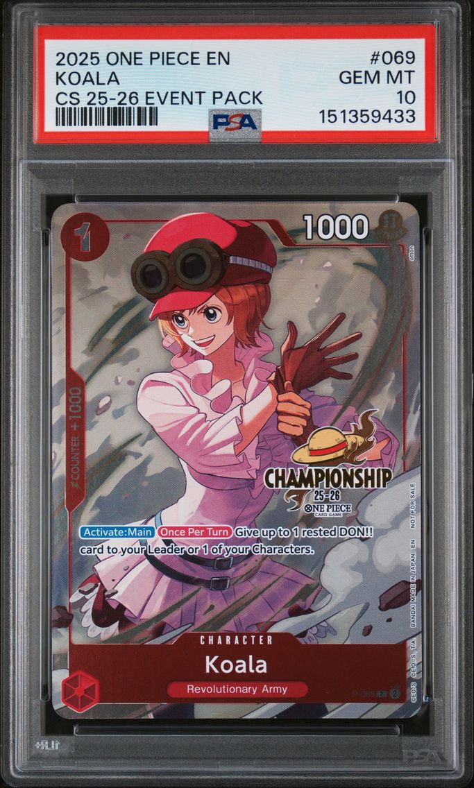 2025 #069 Koala PSA 10 One Piece Championship 2025-26 Event Pack