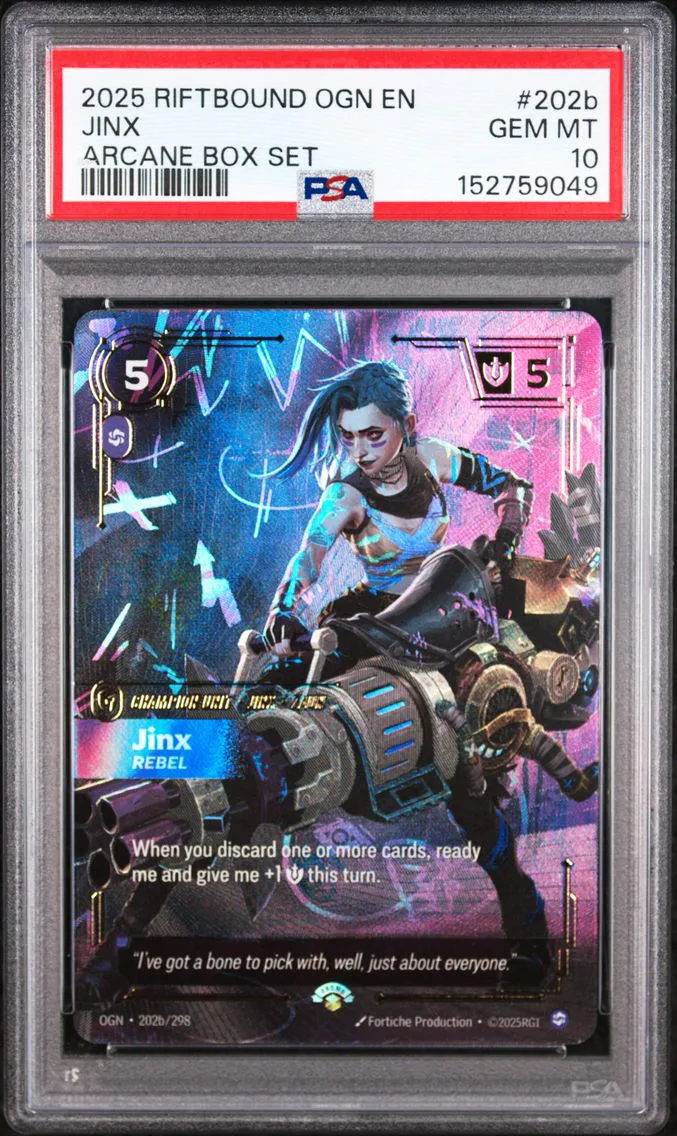 2025 #202b Jinx - Rebel PSA 10 Riftbound: League of Legends Ogn-Origins
