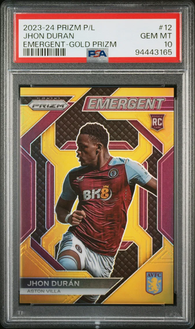 2023 #12 Jhon Duran PSA 10 Panini Prizm Premier League Emergent
