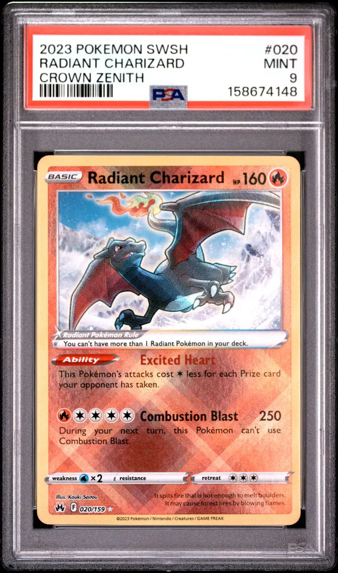 2023 #020 Radiant Charizard PSA 9 Sword and Shield Crown Zenith
