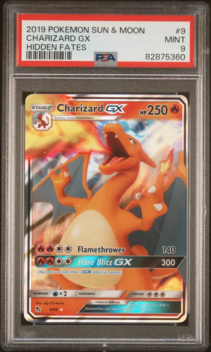 2019 #9 Charizard GX PSA 9 Sun & Moon Hidden Fates