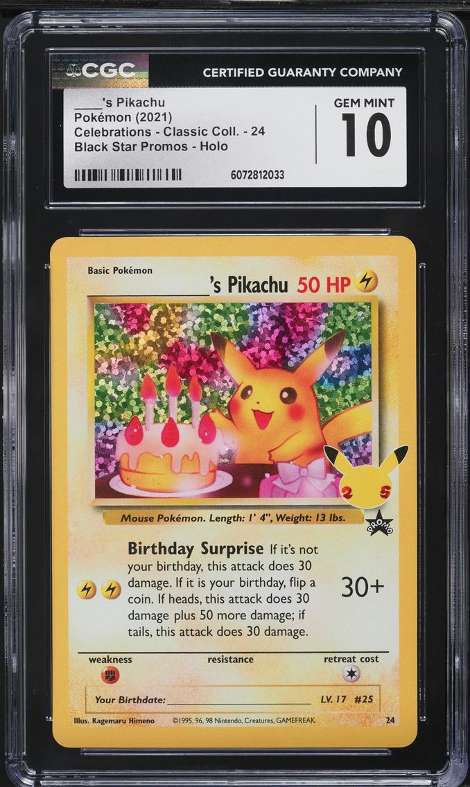 2021 #24 Birthday Pikachu-Holo CGC 10 Celebrations Classic Collection Pokemon