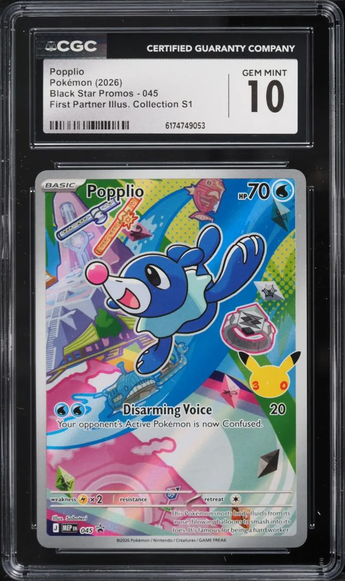 2026 #45 Popplio CGC 10 Pokemon Mega Evolution Promo First Partner Illustration Full Art