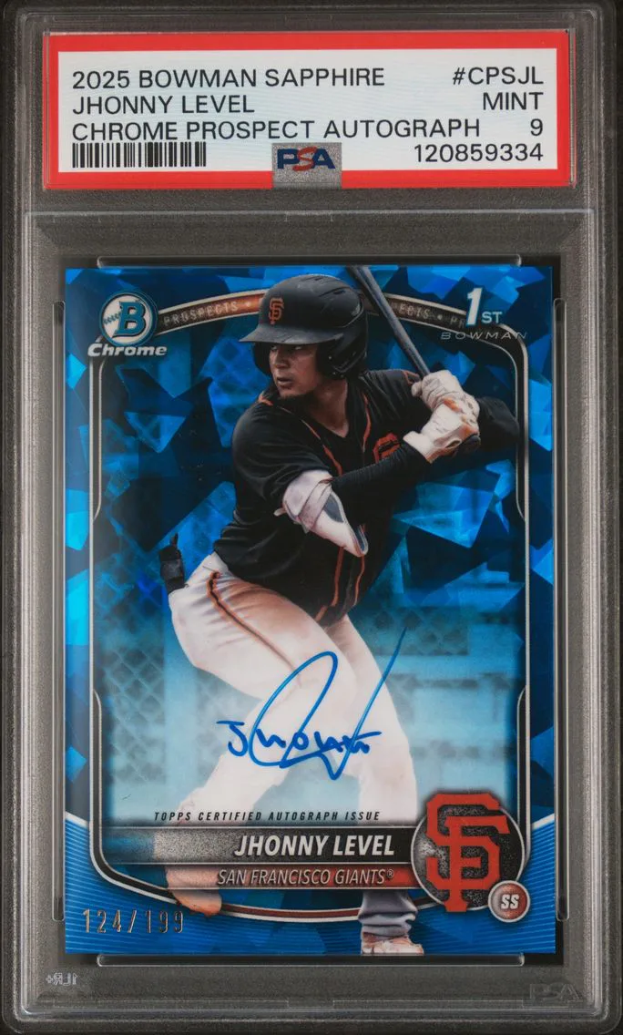 2025 #CPSJL Jhonny Level PSA 9 Bowman Sapphire Edition Chrome Prospects Sapphire Autographs