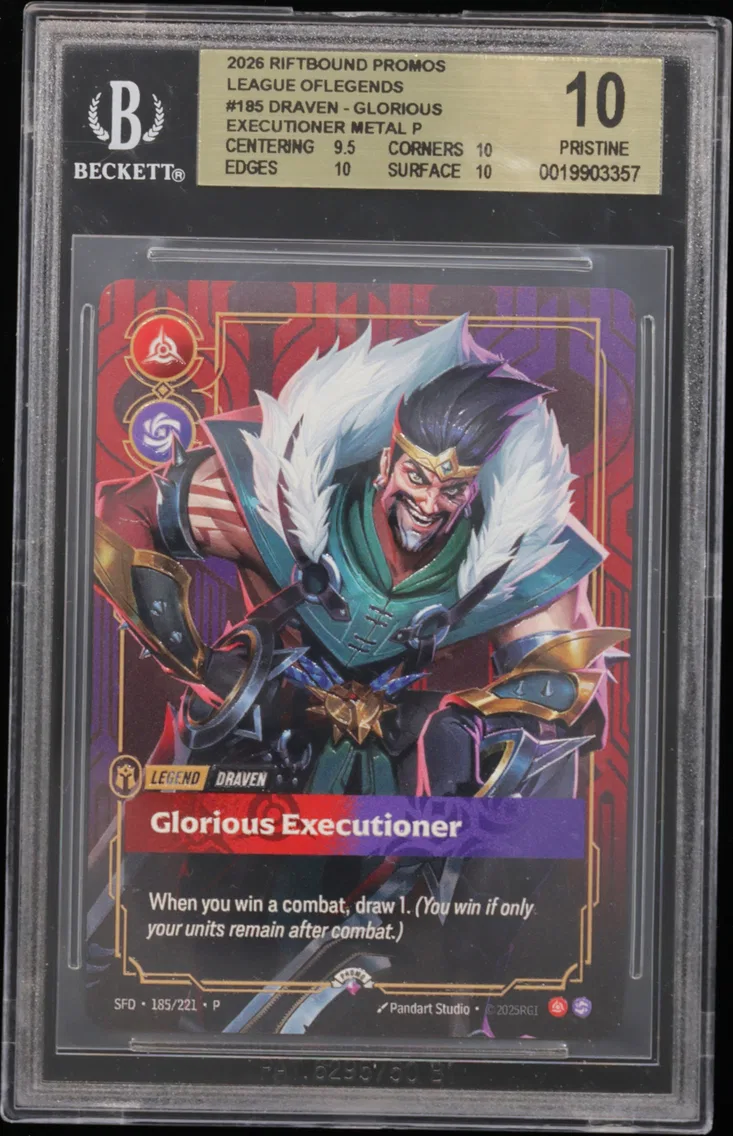 2026 #185 Draven - Glorious Executioner METAL P/(Regional Qualifer - Prize Wall) BGS 10 Riftbound: League of Legends TCG Promos