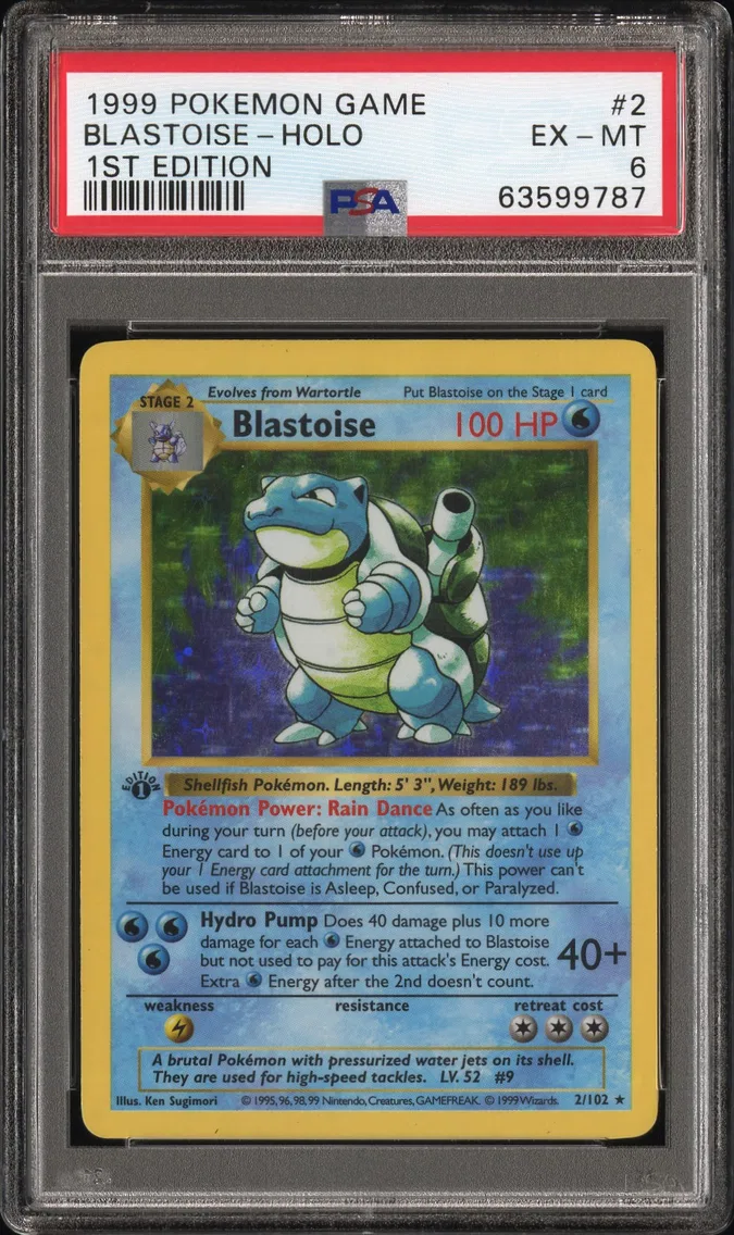 1999 #2 Blastoise-Holo 1st Edition PSA 6 Game